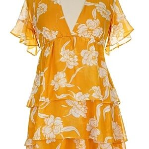Show Me Your MuMu Mustard Yellow Floral Dress